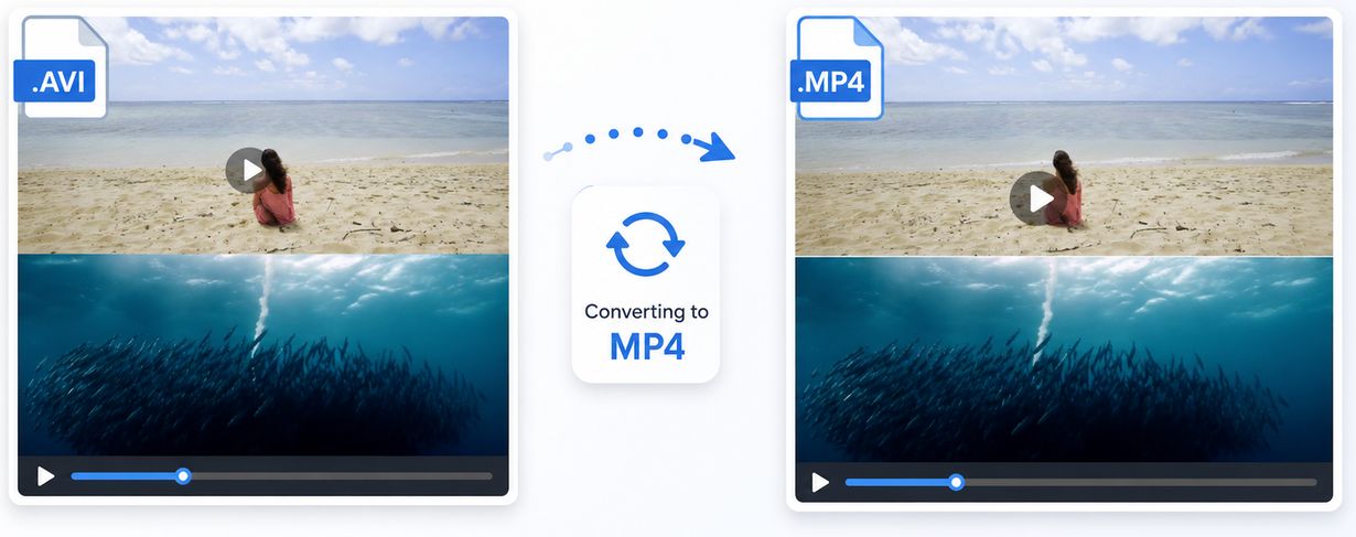An AVI file converting into an MP4 file